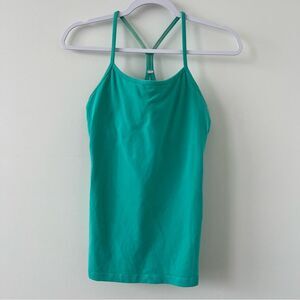 Lululemon Power Y Tank size 8 blue green racerback yoga Pilates gym workout